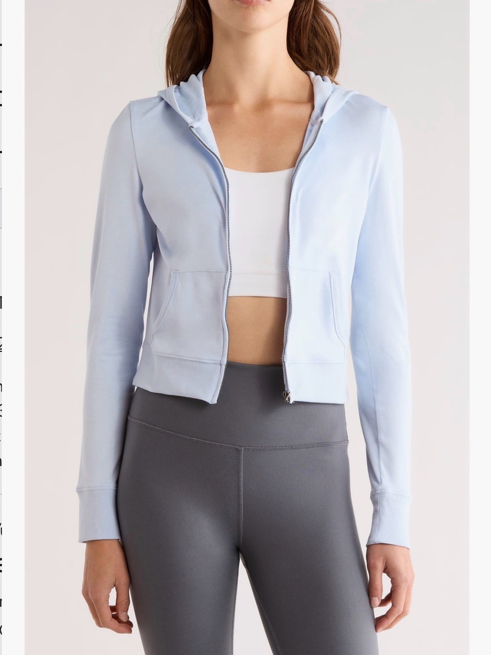 VUORI Halo Mini Fz Hoodie in Soft Sky Heather
Size S NWT